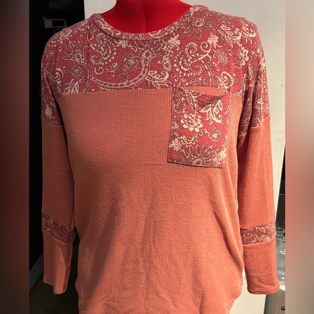 Women’s Perfect Peach M Pink Floral Long Sleeve Top
